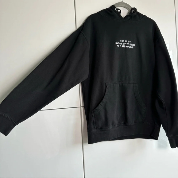 Deep End Swim Sweatshirt Swimmers Swimming Size Medium Black Hoodie Unisex - Picture 5 of 7